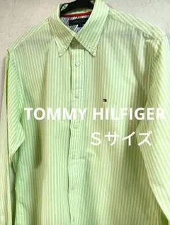 TOMMY HILFIGER ライトグリーン ストライプ ボタンダウンシャツ S