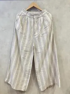 es OLIVE ストライプ ワイドパンツ ベージュ Fサイズ
