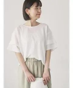 ルノンキュール 綿ナイロン袖タックTシャツ