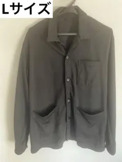 黒 ボタン付きシャツジャケット 上着 L サイズ