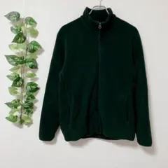 【L】 ユニクロ フリースジャケット 長袖 フルジップ 厚手 キャンプ 登山 緑