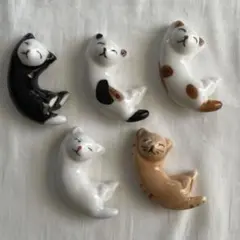 猫の箸置き 5個　陶器製