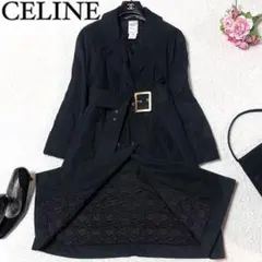 【美品】CELINE トレンチコート ブラック サイズ38 M相当 ベルト付き