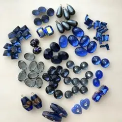 インポート・ヴィンテージガラスパーツセット(ダークブルー)