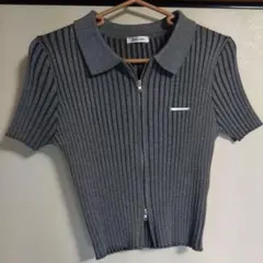 INGNI グレー リブ編み 半袖トップス