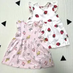 H&M 花柄 苺柄 ワンピース 74cm