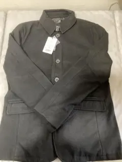 新品黒のウール混紡ボタンアップジャケット