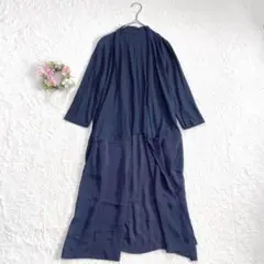 美品★日本製 【バジーレ28】 コットン シアー ロングカーディガン （L）