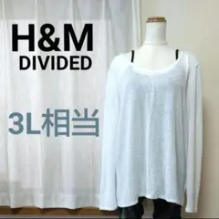 H&M バック刺繍レース トップス オフホワイト 3L ゆったり 大きいサイズ