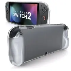 Switch2対応一体式設計カバー クリア保護ケース PC+TPU材質 薄型