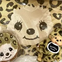 新品】モンチッチ ヒョウ柄 3点セット マスコット キーケース ニット