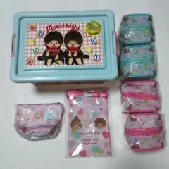 モンチッチ　コンテナBOX（お菓子無し）　ショルダーバッグ　ポーチ　７点