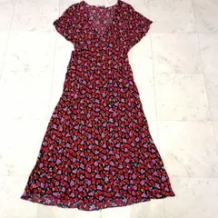 ZARA ザラ 花柄 総柄 Vネック ワンピース ドレス Ｌ