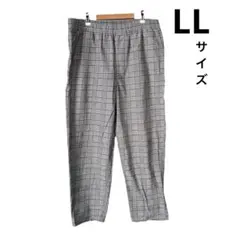 【メンズ】グレー チェック柄 パンツ　LLサイズ