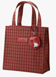 【新品未使用】familiar チェック柄トートバッグ小　ファミリア　赤