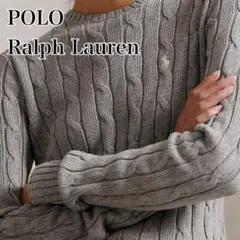正規品 ポロラルフローレン ケーブル編み コットン クルーネックセーター XS