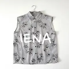 完売品　IENA イエナ ストライプフラワーノースリーブシャツブラウス　美品