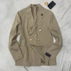 M*h様 未使用保管 LARDINI ダブル ジャケット コットン ウール ベー