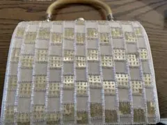 ビーズ装飾 ホワイトゴールド パーティーバッグ