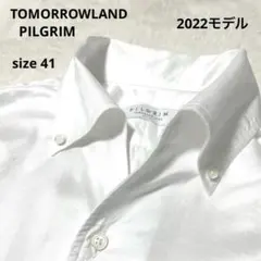 極上✨2022 PILGRIM ドレスシャツ ヘリンボーン 白 イタリアンカラーのサムネイル