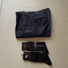 チェック スラックス　& 靴下2足