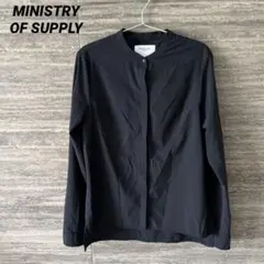 海外古着◎美品 長袖バンドカラーブラウス ノーカラー長袖シャツ 黒レディース