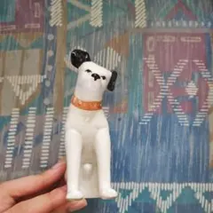犬の陶器置物 白黒　ビクター犬