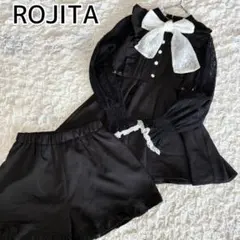 【訳あり】ROJITA ロジータレーススリーブBIGリボンセットアップ ブラック