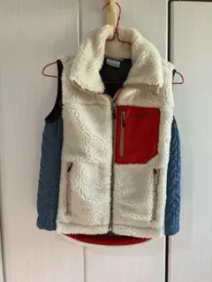 Columbia フリースベスト ホワイト・オレンジ・ブルーグレー