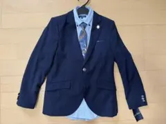 EAST BOY ネイビースーツセットアップ&シャツ・ネクタイ・金バッチ付き