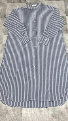 新品未使用Samansa Mos2 blue ストライプシャツワンピースMロング