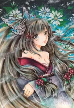 手描きイラスト　創作　女の子　織姫　⚠コメント必須、購入意思のないいいね✕