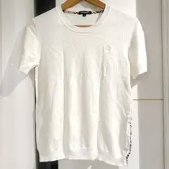 K*c様 難あり BURBERRY ホワイト Tシャツ サイドボタン付 ロゴ刺繍