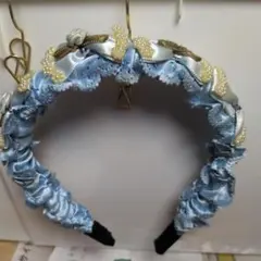 水色リボンフリルカチューシャ