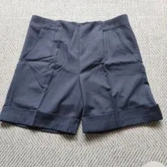 ★未使用★【ニッセン Nissen】ストライプショートパンツ◎紺 ロールアップ