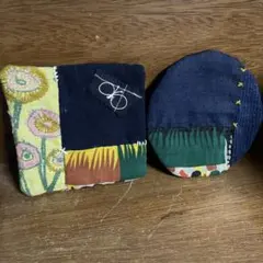 古布藍染×ミナペルホネンはぎれ×刺し子コースター❷