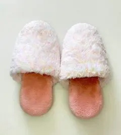ヒール付き ふわふわ スリッパ 23～25cm M パステルピンク 室内