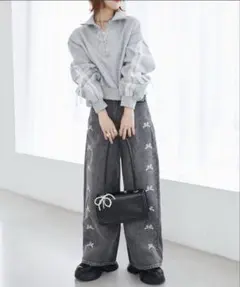 MAJESTIC LEGON リボンビジューデニムパンツ M