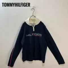 M532 TOMMYHILFIGER トップス ハーフ 刺繍 ワンポイント 黒