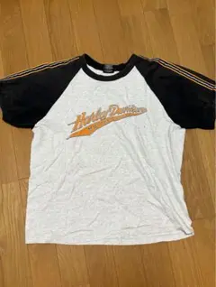Harley-Davidson ラグランスリーブ Tシャツ XXL グレー/黒