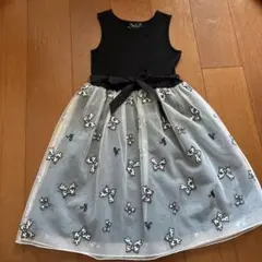 アニエスべー　ENFANT ドレス　ワンピース　リボン　チュール　黒　8ans