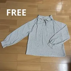 リボンブラウス　カットソー　レディース　FREEサイズ