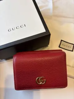 GUCCI 三つ折り財布 GGマーモント 赤 レッド ミニウォレット 正規品