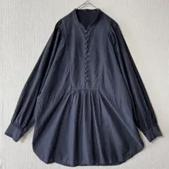DRESSTERIOR/ネイビー長袖ブラウス クルミボタン付きチュニックのサムネイル