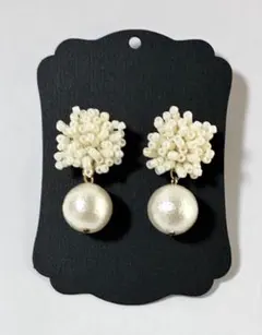 小ぶり コットンパール ピアス ホワイト 上品 お呼ばれ