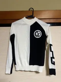 ホワイト/ブラック Vネックセーター サイズ2