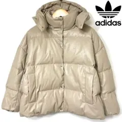 タグ付き　未使用　adidas フェイクレザー ダウンジャケット ベージュ2XL