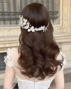 ウェディング ヘッドドレス 花とパール