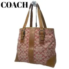 希少✨COACH シグネチャー ワンショルダーバッグ ピンク・ベージュ A024