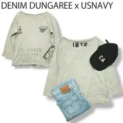 【USNAVY】 デニムダンガリー 七分袖 長袖 Tシャツ カットソー 灰